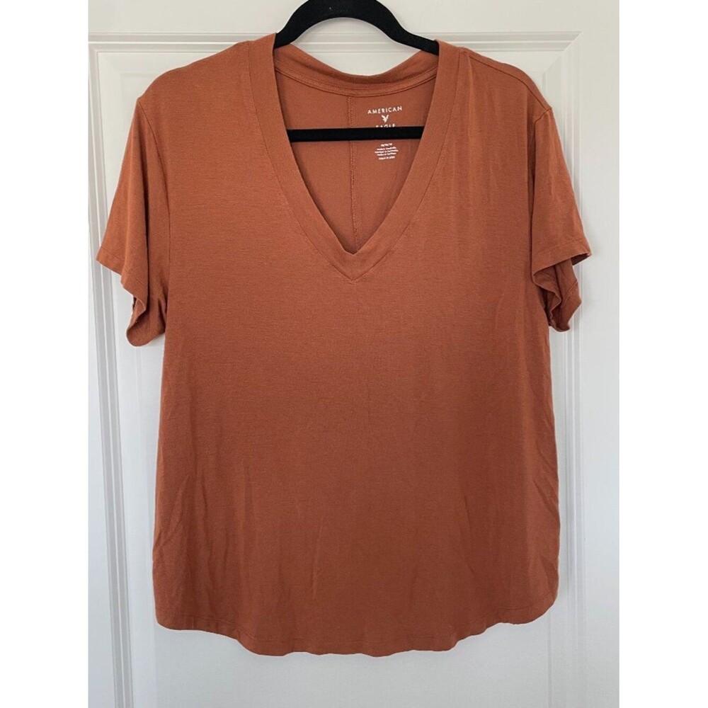 American Eagle Rust Soft & Sexy V-Neck Tee – Women’s Small